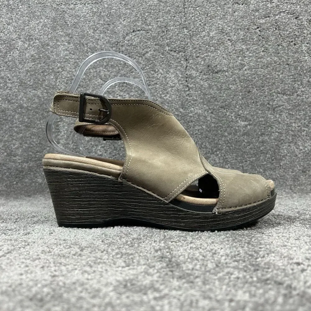 Dansko Vanda Wedge Women’s Sz EU 40 US 10 Taupe Nubuck Slingback Heeled Sandals
